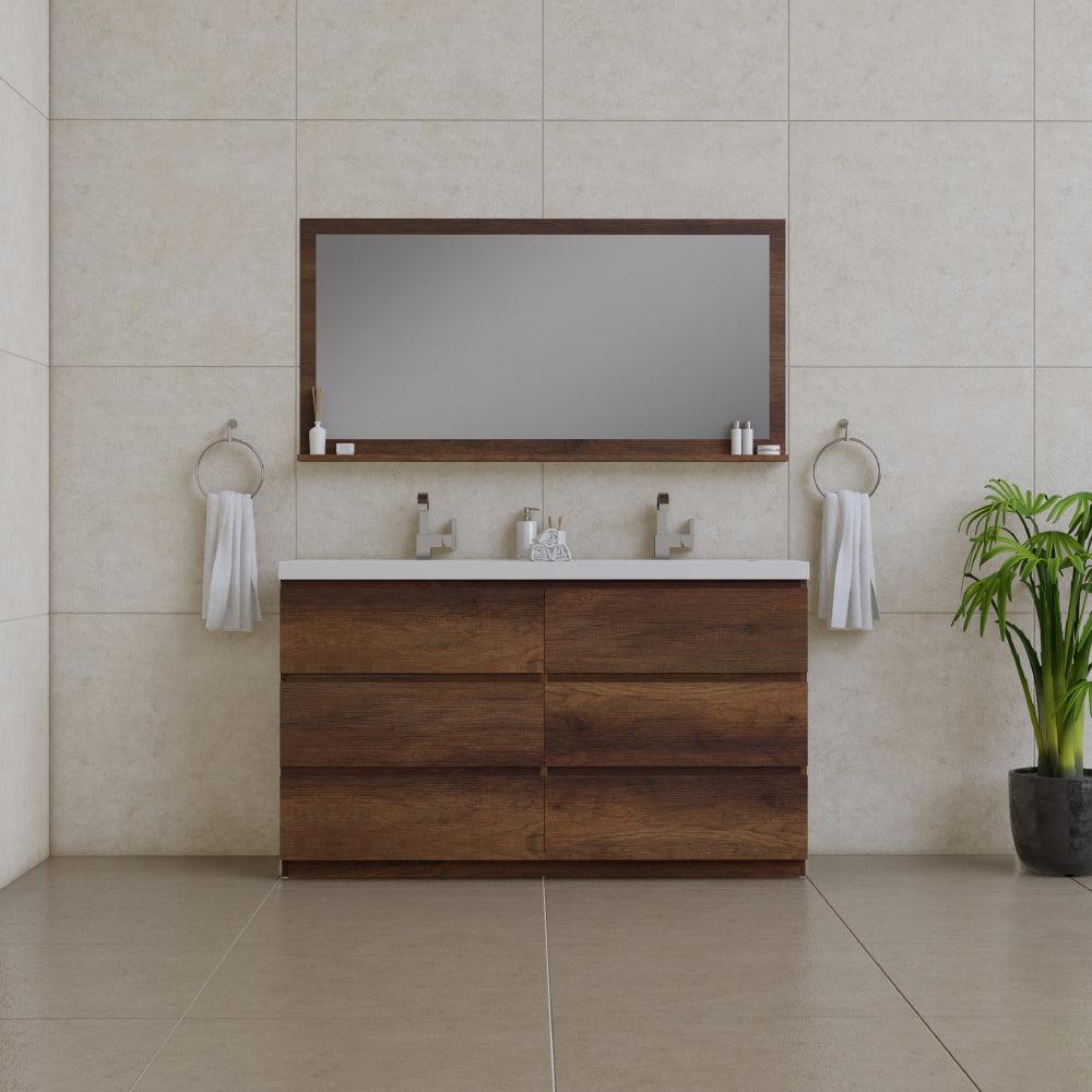 Alya Bath Sortino 84 Double Rosewood Modern Freestanding Bathroom