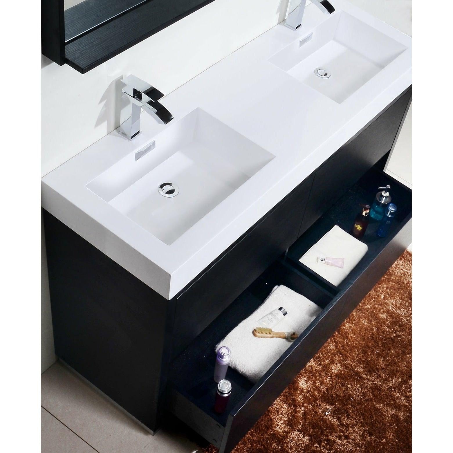 KubeBath Bliss Double Free Standing Modern Bathroom Vanity — Sea ...