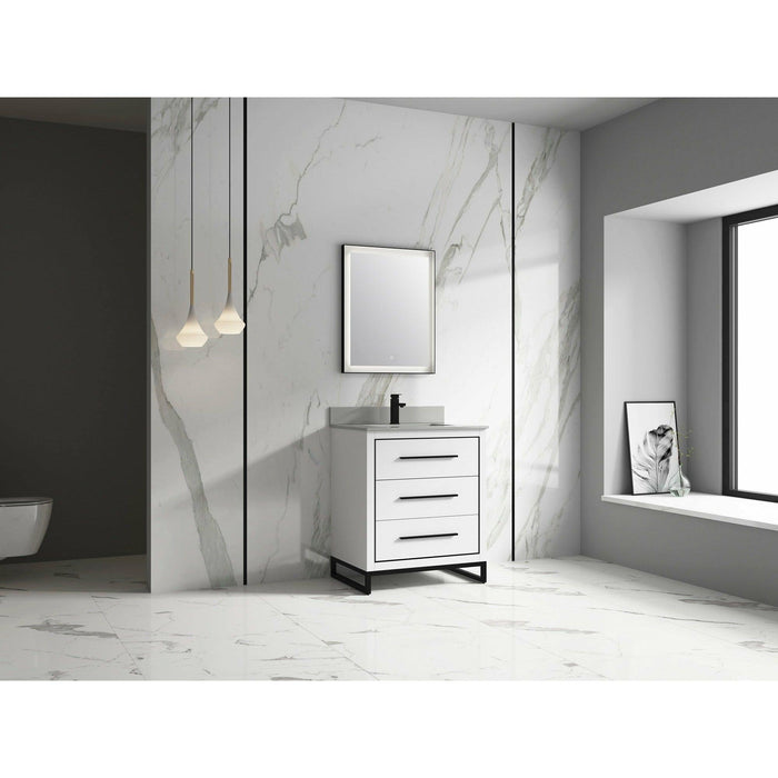 Alma Barsalona 40 Bathroom Vanity Dawn grey , Golden Brass Hardware - ALMA  PREMIUM VANITIES